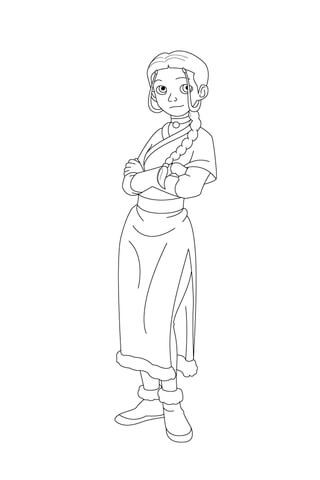 Katara Has Her Arms Folded Coloring Page